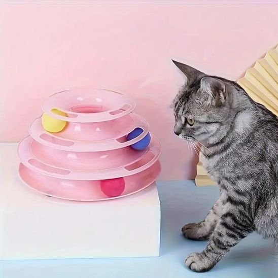 Jouet pour chat interactif avec base antidérapante et ouvertures latérales