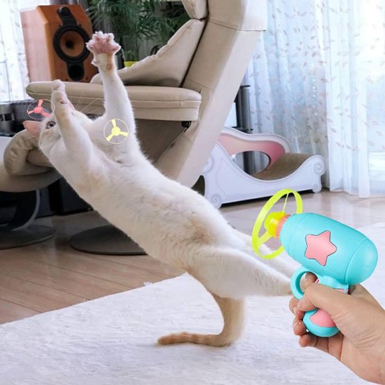 Jouet pour chat volant bleu 